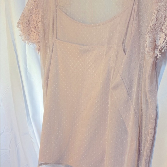 Worthington Blush Lace Chiffon Blouse XL - Picture 2 of 5